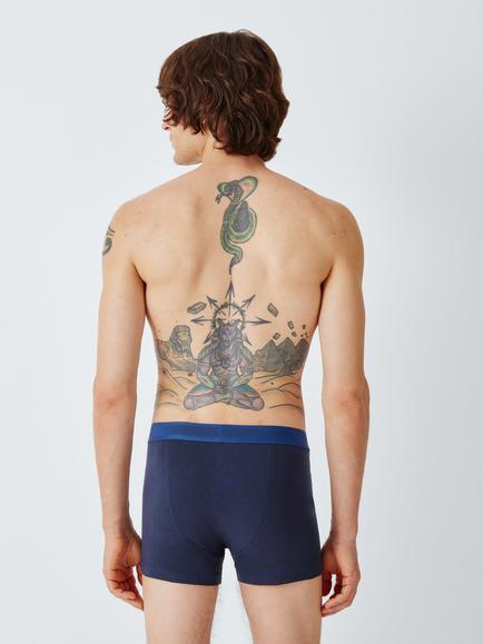 John Lewis Organic Cotton Waistband Trunks, Pack of 3, Blue Navy - view 2, Blue Navy