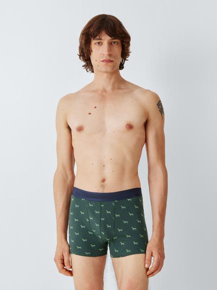 John Lewis GOTS Organic Cotton Dog Pattern Trunks, Pack of 3, Multi Multi, Multi Multi