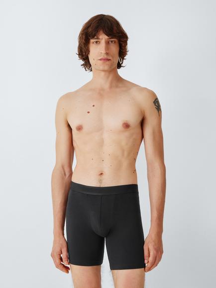 John Lewis Organic Cotton Long Leg Trunks, Pack of 3, Black Black - view 2, Black Black