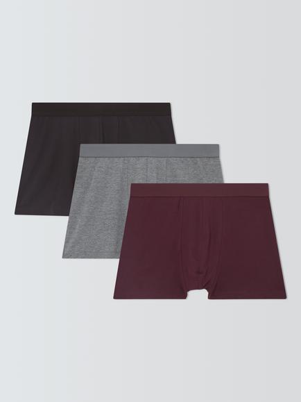 John Lewis Modal Trunks, Pack of 3, Red Berry, Red Berry