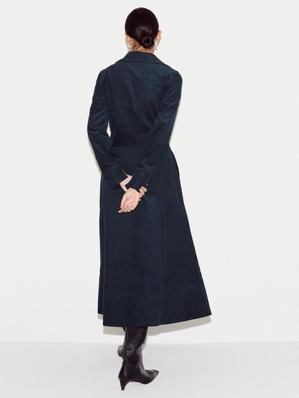 Jigsaw Baby Corduroy Shirt Dress, Navy - view 2, Navy