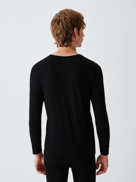 John Lewis Long Sleeve Thermal T-Shirt, Black Black - view 2, Black Black