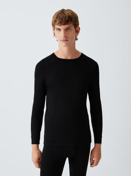 John Lewis Long Sleeve Thermal T-Shirt, Black Black, Black Black