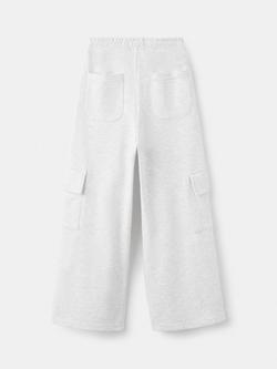 Mango Kids' Wide Leg Cargo Trousers, Light Grey Melange - view 2, Light Grey Melange