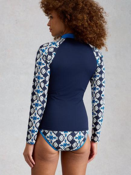 White Stuff Bay Long Sleeve Rash Vest, Navy - view 2, Navy