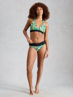 White Stuff Sunshine Reversible Halter Neck Bikini Top, Green/Multi, Green/Multi