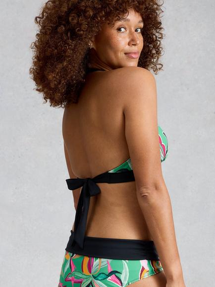 White Stuff Sunshine Reversible Halter Neck Bikini Top, Green/Multi - view 2, Green/Multi