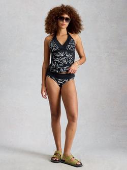 White Stuff High Leg Reversible Bikini Bottoms, Black/Multi, Black/Multi