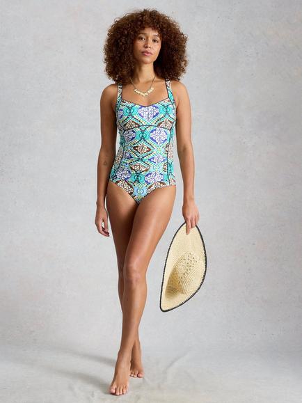 White Stuff Splash Swimsuit, Green, Green