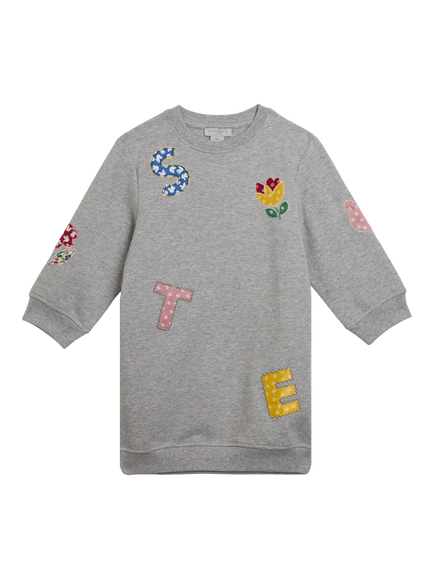 Stella McCartney Kids' Letter Dress, Grey, Grigio Medio Mel
