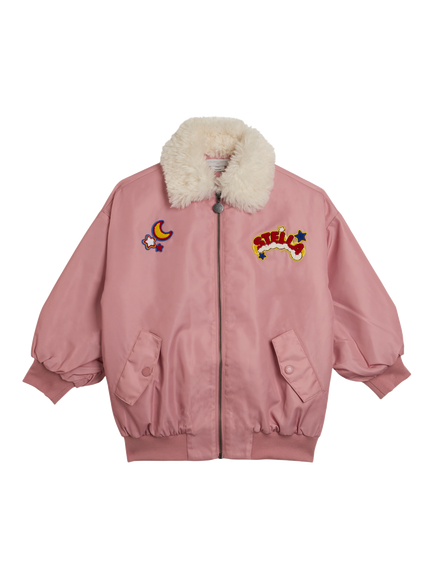Stella McCartney Kids' Faux Fur Collar Boxy Jacket, Pink, Pink