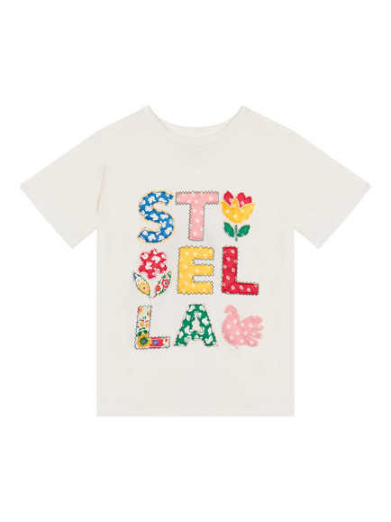 Stella McCartney Kids' Cotton Logo T-Shirt, Ivory, Ivory