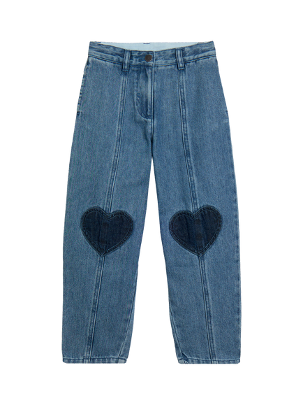 Stella McCartney Kids' Cotton Denim Heart Patch Jeans, Air Force Blue, Air Force Blue