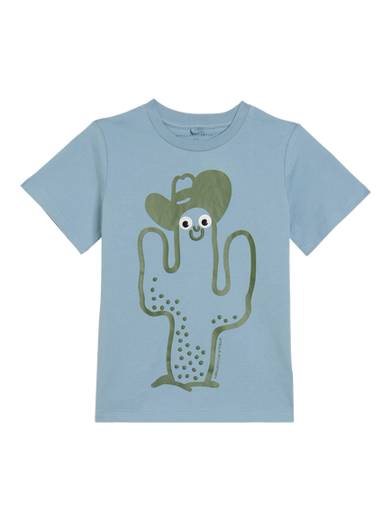 Stella McCartney Kids' Cotton Cactus T-Shirt, Blue Nebbia, Blue Nebbia