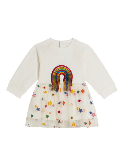 Stella McCartney Baby Cotton Star Rainbow Dress, Ivory, Ivory