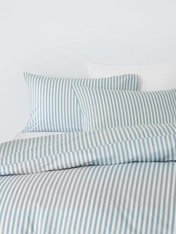 John Lewis Ava Cotton Percale Stripe Duvet Cover Set, Blue