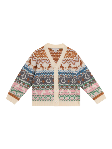 Stella McCartney Kids' Fairisle Knit Wool Cardigan, Colourful, Colourful