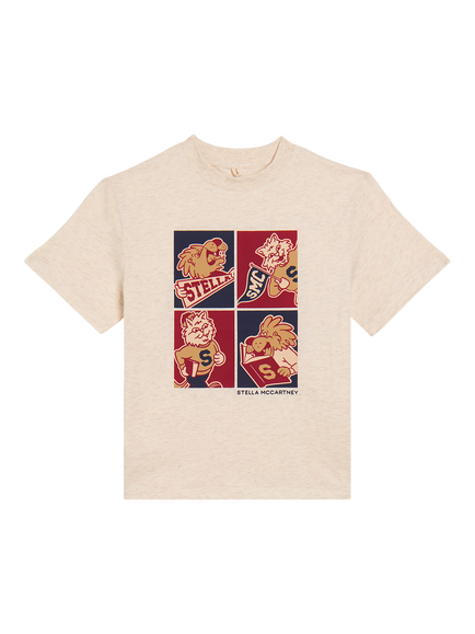 Stella McCartney Kids' Logo Graphic T-Shirt, Beige Chiaro Melange, Beige Chiaro Melange