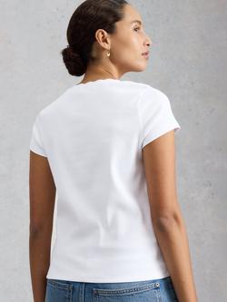 White Stuff Aida Scalloped Crew Neck T-Shirt, White - view 2, White