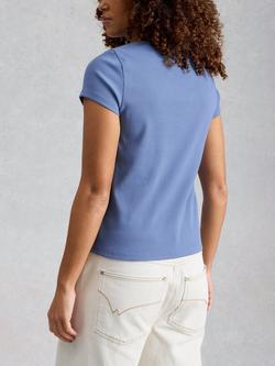 White Stuff Aida Crew Neck T-Shirt, Blue - view 2, Blue
