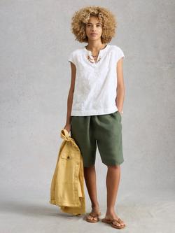 White Stuff Amelia Notch Neck Embroidered Top, White, White