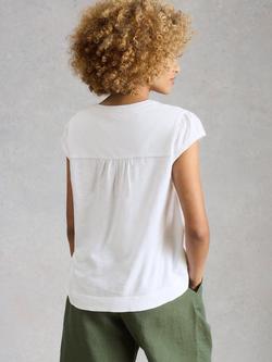 White Stuff Amelia Notch Neck Embroidered Top, White - view 2, White