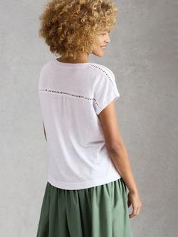 White Stuff Ella V-Neck Linen Blend T-Shirt, White - view 2, White