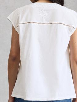 White Stuff Fliss Embroidered Floral Top, White - view 2, White