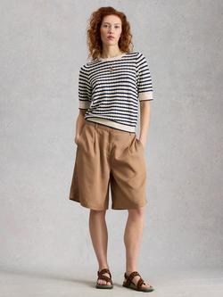 White Stuff Holly Pointelle Knit Top, Ivory/Multi, Ivory/Multi