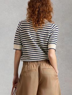 White Stuff Holly Pointelle Knit Top, Ivory/Multi - view 2, Ivory/Multi