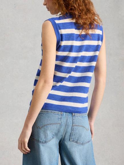 White Stuff Nova Striped Tank Top, Blue - view 2, Blue