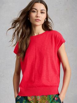 White Stuff Nova Crew Neck T-Shirt, Dark Pink, Dark Pink