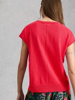 White Stuff Nova Crew Neck T-Shirt, Dark Pink - view 2, Dark Pink