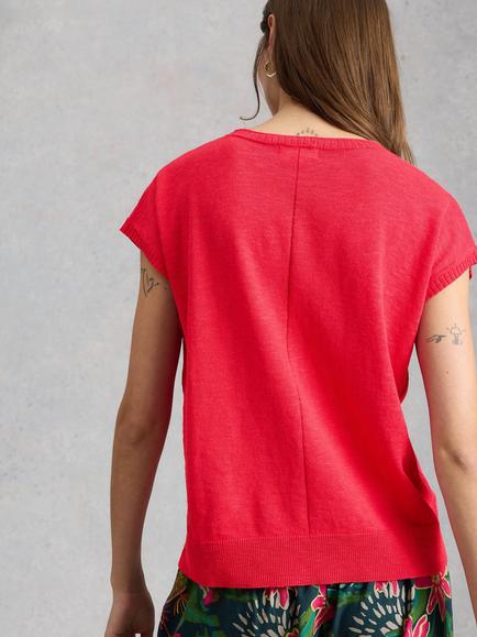 White Stuff Nova Crew Neck T-Shirt, Dark Pink - view 2, Dark Pink
