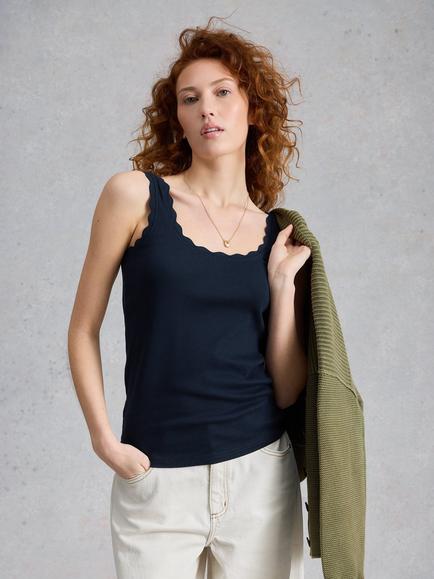 White Stuff Piper Scoop Neck Vest Top, Navy