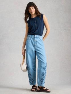 White Stuff Simone Button Through Sleeveless Tank Top, Yellow, Indigo Blue