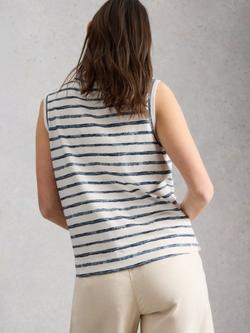 White Stuff Simone Stripe Button Down Vest Top, Ivory - view 2, Ivory