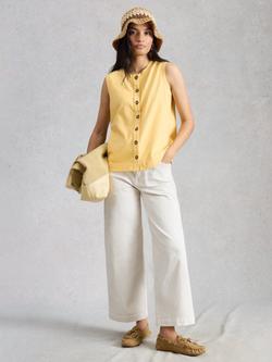 White Stuff Simone Button Through Sleeveless Tank Top, Yellow, Yellow