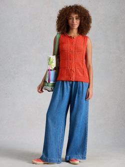 White Stuff Tilly Crochet Waistcoat, Red, Red