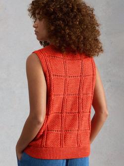 White Stuff Tilly Crochet Waistcoat, Red - view 2, Red