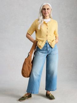White Stuff Betsy Short Sleeve Cardigan, Light Yellow, Light Yellow