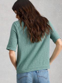 White Stuff Betsy Short Sleeve Cardigan, Teal - view 2, Teal
