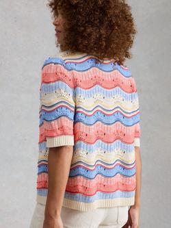 White Stuff Isabella Wave Knit Cardigan, Ivory/Multi - view 2, Ivory/Multi