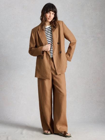 White Stuff Sasha Linen Blazer, Tan, Tan