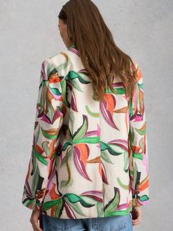 White Stuff Sasha Floral Double Breasted Linen Blazer, Multi - view 2, Multi