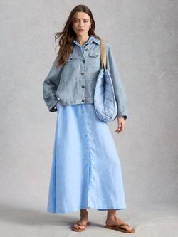 White Stuff Camille Pure Linen Jacket, Blue, Blue