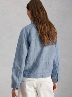 White Stuff Camille Pure Linen Jacket, Blue - view 2, Blue