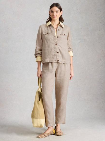 White Stuff Camille Pure Linen Jacket, Natural, Natural