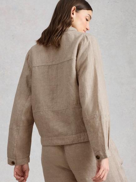 White Stuff Camille Pure Linen Jacket, Natural - view 2, Natural