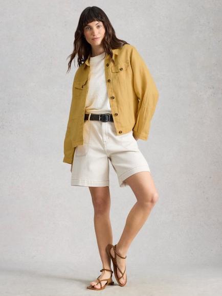White Stuff Camille Pure Linen Jacket, Yellow - view 2, Yellow